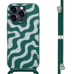 imoshion Silikonhülle design mit Band für das iPhone 16 Pro Max - Petrol Green Groovy