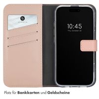 Selencia Echtleder Klapphülle für das iPhone 16 - Dusty Pink