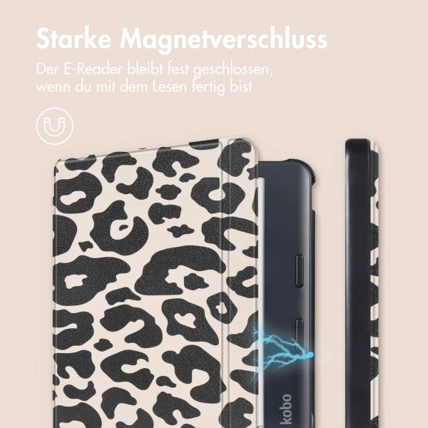 imoshion Design Slim Hard Case Sleepcover mit Stand für das Kobo Libra Colour / Tolino Vision Color - Leopard