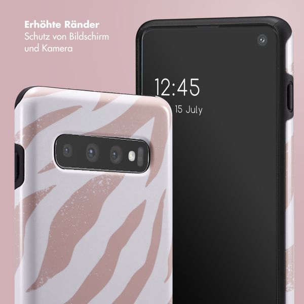 Selencia Vivid Tough Back Cover für das Samsung Galaxy S10 - Colorful Zebra Old Pink