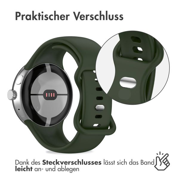 imoshion Silikonband für das Google Pixel Watch / Watch 2 / Watch 3 (41 mm) - Größe S - Dunkelgrün