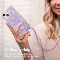imoshion Design Hülle mit Band Apple iPhone 14 - Tropical Violet Flowers Connect