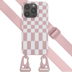 Selencia Silikonhülle design mit abnehmbarem Band für das iPhone 14 Pro - Irregular Check Sand Pink