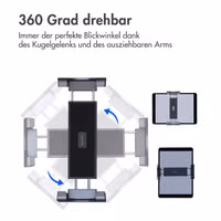 Accezz Tablet halterung Auto - Armaturenbrett und Windschutzscheibe - Verstellbar - Universal - Schwarz