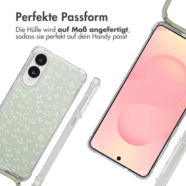 imoshion Design Hülle mit Band Samsung Galaxy S25 Edge - Smoke Green Flowers