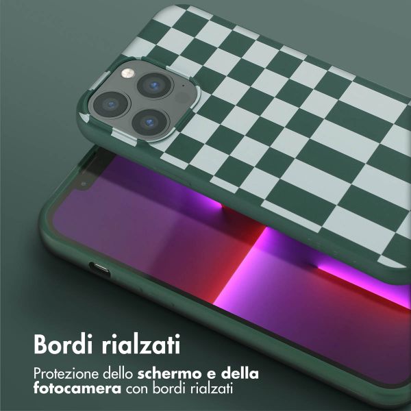 Selencia SilikonHülle design mit abnehmbarem Band Apple iPhone 13 Pro Max - Irregular Check Green