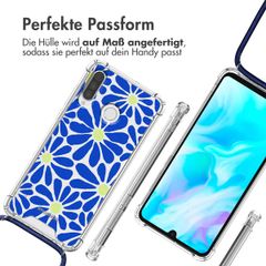 imoshion Design Hülle mit Band Huawei P30 Lite - Cobalt Blue Flowers Connect