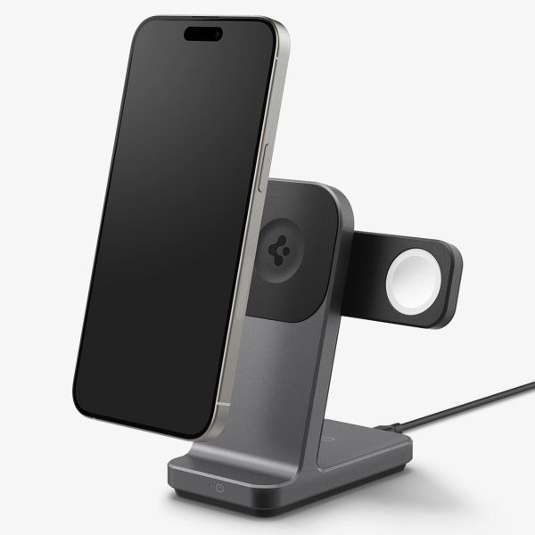 Spigen OneTap Pro | 3-in-1 kabellose Ladestation - Kompatibel mit MagSafe iPhone + AirPods + Apple Watch