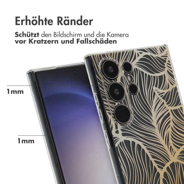 imoshion Design Hülle Samsung Galaxy S24 Ultra - Golden Leaves Transparent