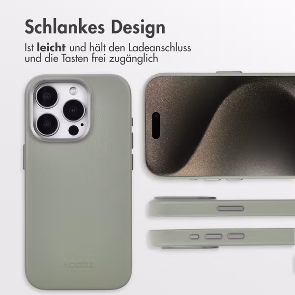 Accezz MagSafe Leather Backcover Apple iPhone 15 Pro - Light Grey