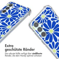 imoshion Design Hülle mit Band Samsung Galaxy A55 - Cobalt Blue Flowers Connect