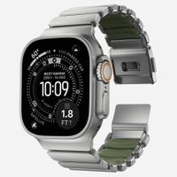 Nomad Stratos Armband für Apple Watch | 44/45/46/49 mm - Forest Green / Natural Titanium