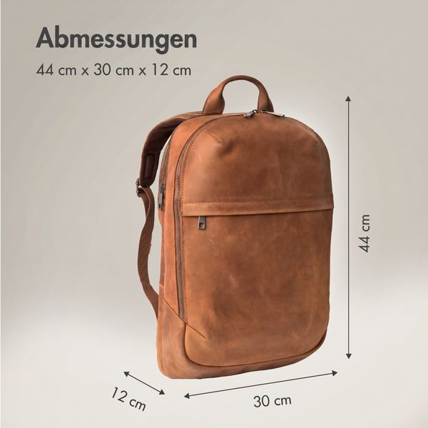 Accezz Leather Laptop Rucksack 16 Zoll - Cognac