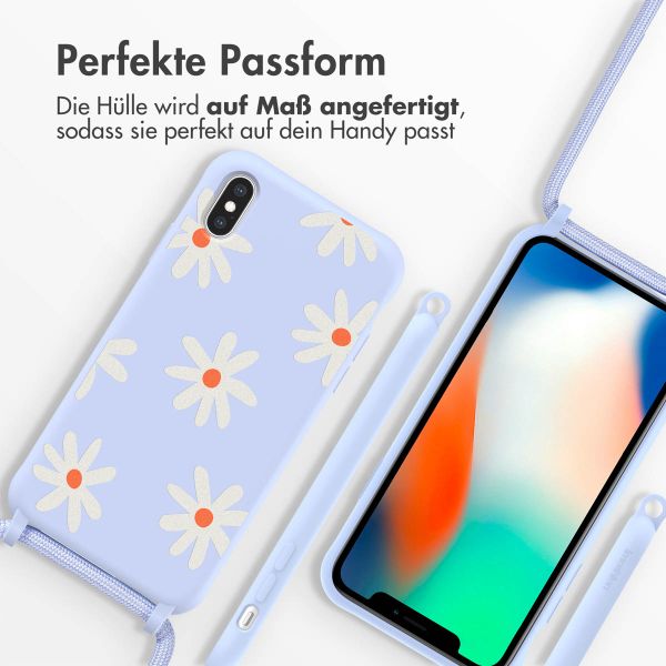 imoshion SilikonHülle design mit Band Apple iPhone X / Xs - Lila Flower Distance