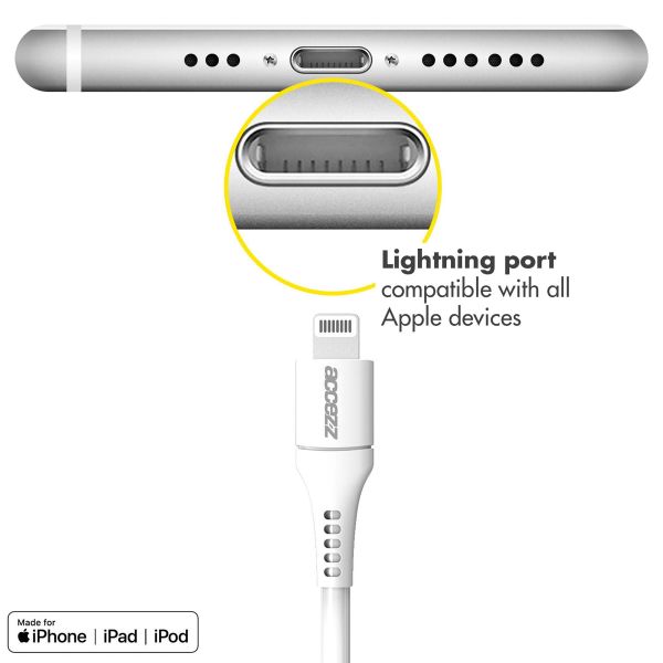 Accezz MFI-zertifiziertes Lightning- auf USB-Kabel - 1 m - Weiß