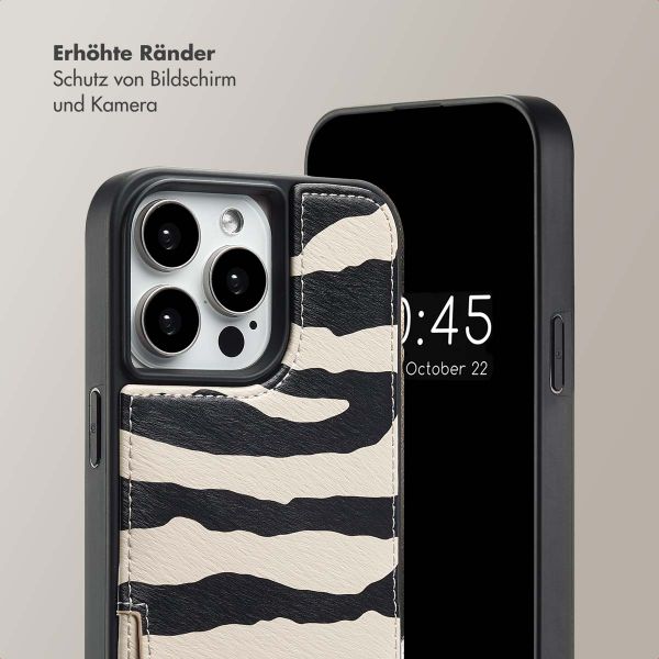 Selencia Nova HandyHülle mit Kordel und Kartenhalter Apple iPhone 15 Pro Max - Zazzy Zebra