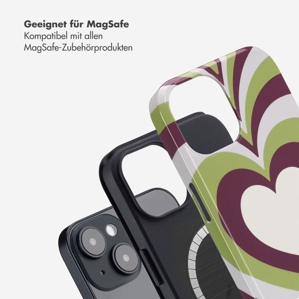 Selencia Vivid Tough Back Cover MagSafe für das iPhone 14 - Double Hearts Plum Fern