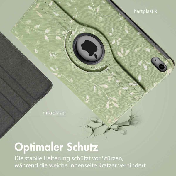 imoshion 360° drehbare Design Klapphülle für das iPad 11 (2025) 11 Zoll / iPad 10 (2022) 10.9 Zoll - Green Flowers