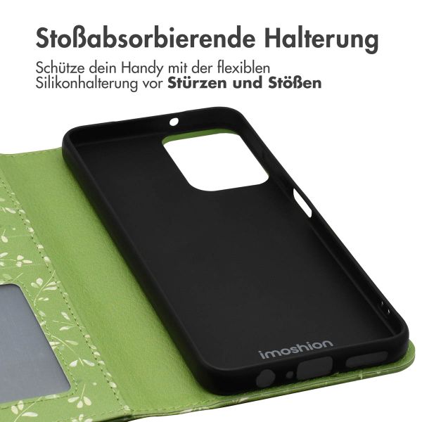 imoshion Design Klapphülle für das Motorola Moto G34 - Green Flowers