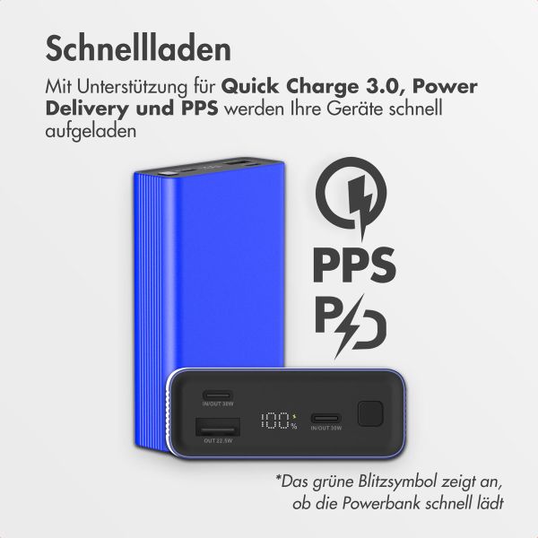 imoshion Ultra Series Aluminium | Powerbank 20.000 mAh - Schnellladen bis 33W - Cobalt Blue