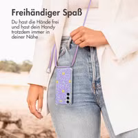 imoshion Design Hülle mit Band Samsung Galaxy A55 - Tropical Violet Flowers Connect