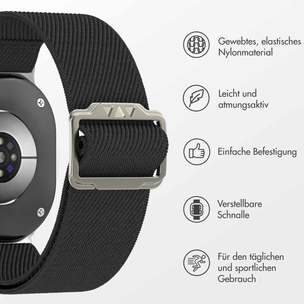 imoshion Elastisches Nylonarmband für das Samsung Galaxy Watch 8 (Classic) - 40 / 44 / 46mm - Schwarz