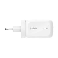 Belkin BoostCharge Pro 3-Port-GaN-Ladegerät 100 W mit Reiseadapter-Set - Weiß