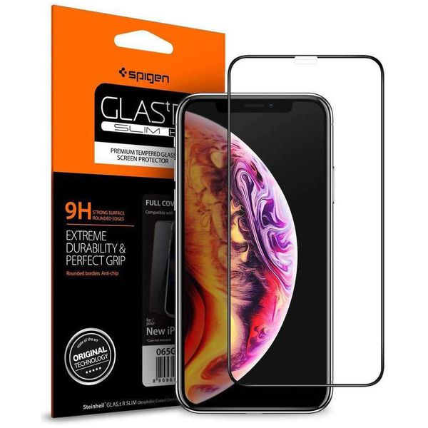 Spigen GLAStR Full Cover Screen Protector Schwarz für iPhone Xr