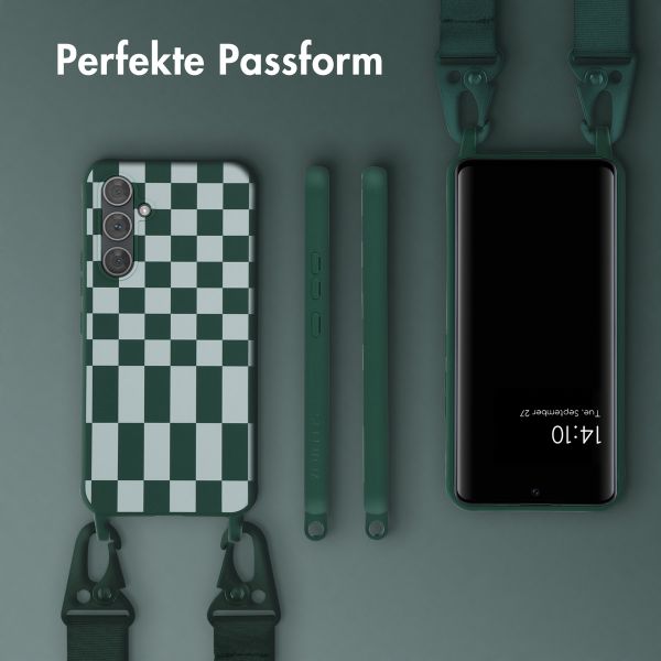Selencia SilikonHülle design mit abnehmbarem Band Samsung Galaxy A54 (5G) - Irregular Check Green