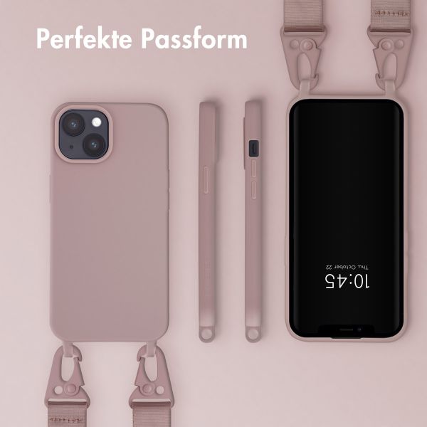 Selencia SilikonHülle mit abnehmbarem Band Apple iPhone 15 - Sand Pink