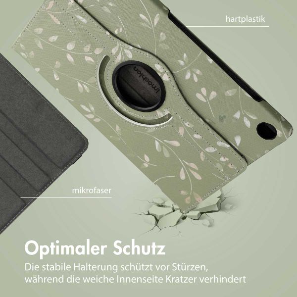 imoshion 360° drehbare Design Klapphülle für das Samsung Galaxy Tab A9 Plus - Green Flowers