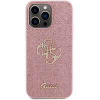 Guess 4G Metal Logo Back Cover mit Glitter Apple iPhone 15 Pro Max - Rosa