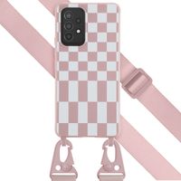 Selencia Silikonhülle design mit abnehmbarem Band für das Samsung Galaxy A53 - Irregular Check Sand Pink