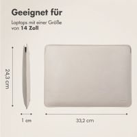 Accezz Leder Laptop Hülle 14 Zoll - Laptop Sleeve - Beige