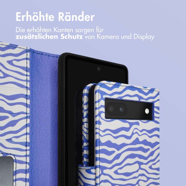 imoshion Design Klapphülle Google Pixel 6a - White Blue Stripes
