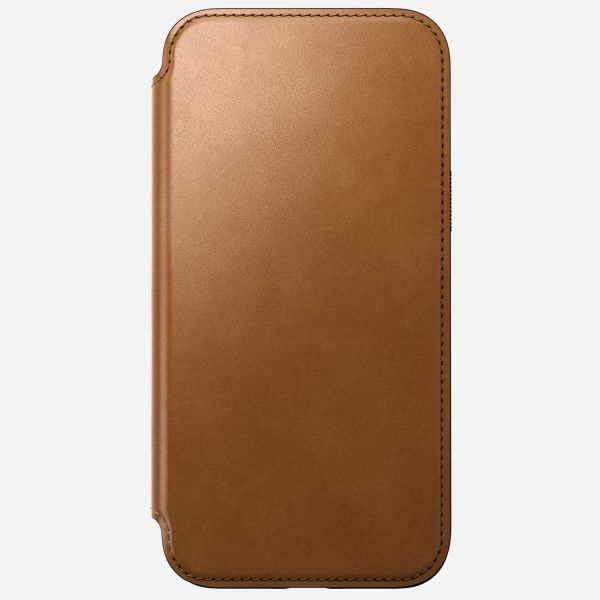 Nomad Modern Leather Folio Klapphülle Apple iPhone 15 Pro Max - English Tan