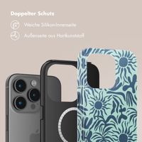 Selencia Vivid Tough Back Cover mit MagSafe für das iPhone 15 Pro - Tropical Vibes Light Blue