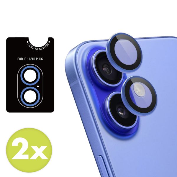 imoshion 2er-Pack Objektivschutz für Kamera für das Apple iPhone 16 / 16 Plus - Ultramarine