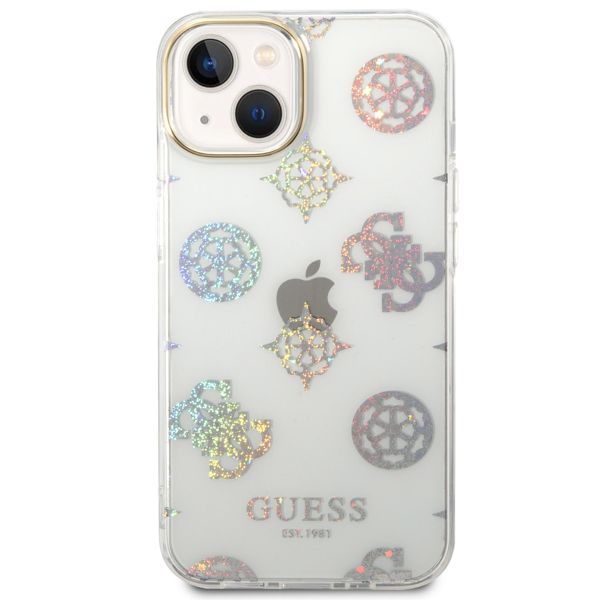 Guess Peony Glitter Back Cover für das iPhone 14 - Weiß