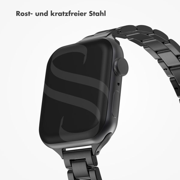 Selencia Slim Stahlgliederarmband für das  Apple Watch Series 1 t/m 9 / SE (38/40/41 mm) | Series 10 / 11 (42 mm) - Schwarz