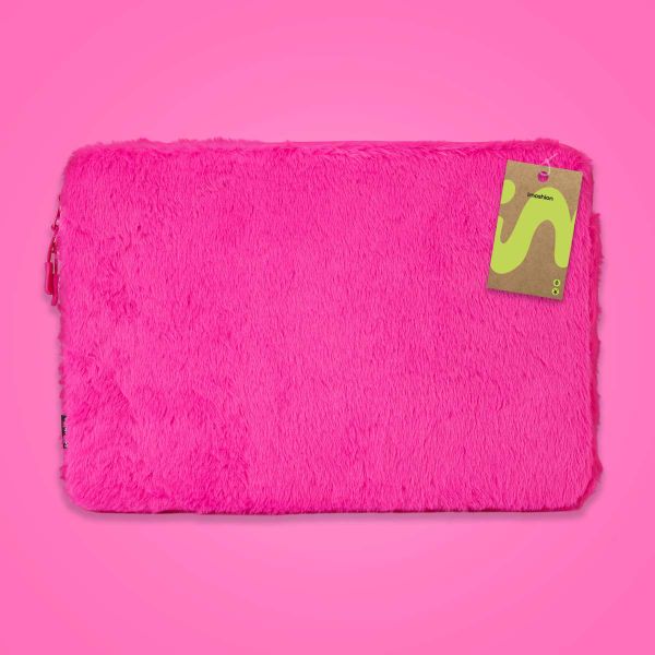 imoshion Fluffy Laptop Hülle 15-16 Zoll - Laptop Sleeve - Hot Pink