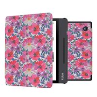 imoshion Design Slim Hard Case Sleepcover mit Stand für das Kobo Libra H2O - Flower Watercolor