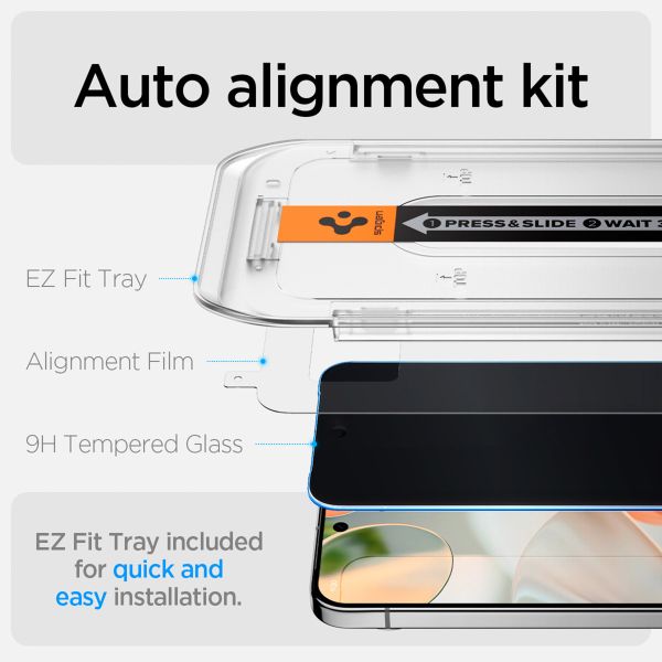 Spigen GLAStR Privacy EZ Fit Displayschutzfolie + Applicator Google Pixel 9 / 9 Pro / 10 / 10 Pro