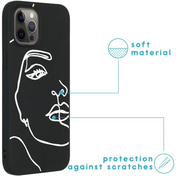 imoshion Design Hülle iPhone 12 Pro Max - Abstraktes Gesicht - Weiß