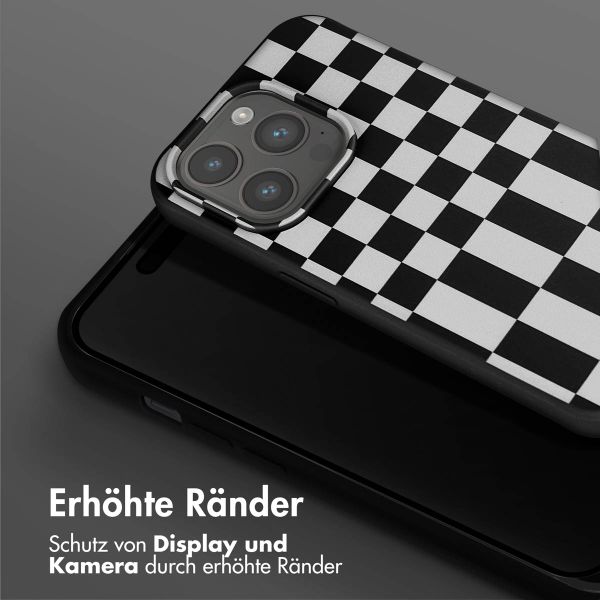 Selencia SilikonHülle design mit abnehmbarem Band Apple iPhone 15 Pro - Irregular Check Black