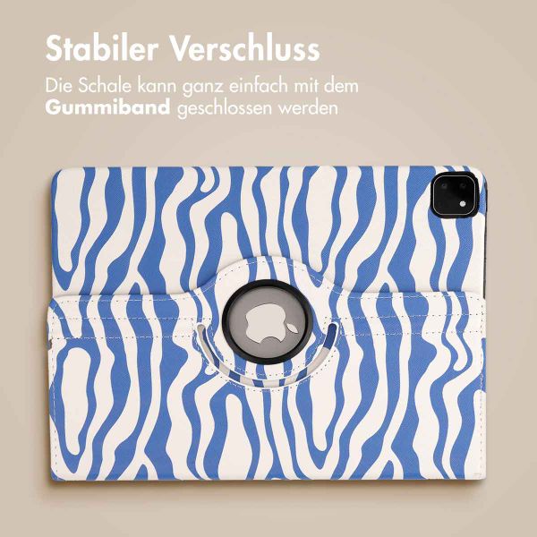 imoshion 360° drehbare Design Klapphülle Apple iPad Pro 12.9 (2018/2020/2021/2022) - White Blue Stripes