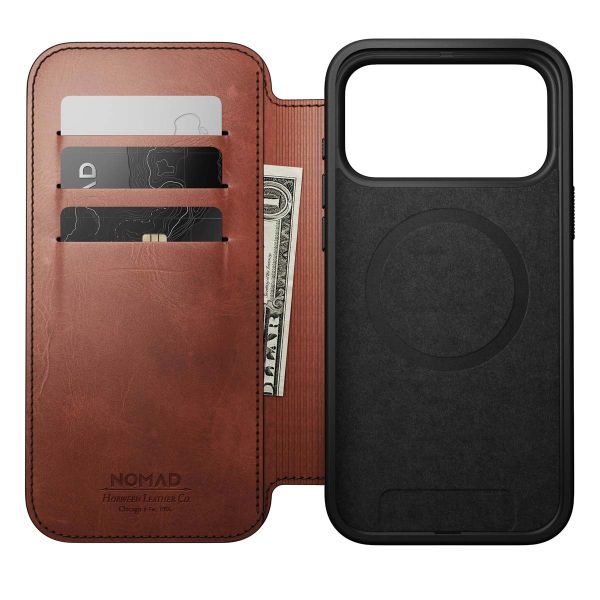 Nomad Modern Horween Leather Folio Bookcase mit MagSafe Apple iPhone 17 Pro Max - Olde Dublin