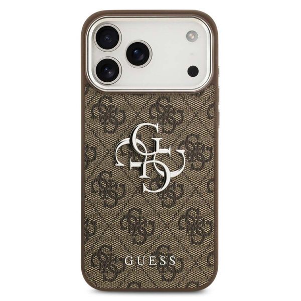 Guess 4G Metal Logo Back Cover Apple iPhone 17 Pro - Silver Edge - Brown