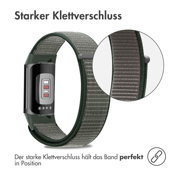 imoshion Nylonarmband für das Fitbit Charge 5 / Charge 6 - Größe S - Dunkelgrau