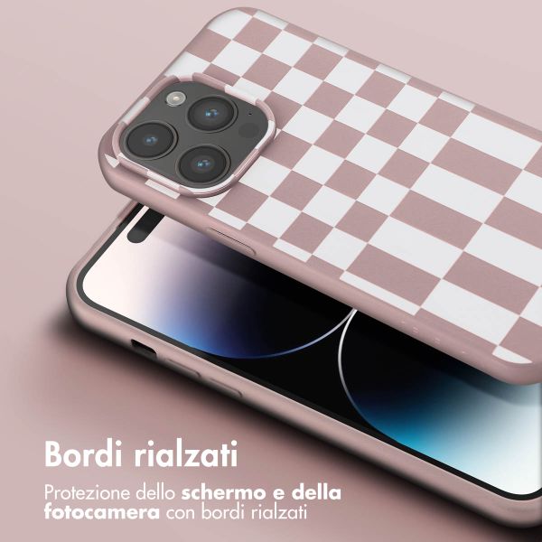 Selencia SilikonHülle design mit abnehmbarem Band Apple iPhone 14 Pro Max - Irregular Check Sand Pink